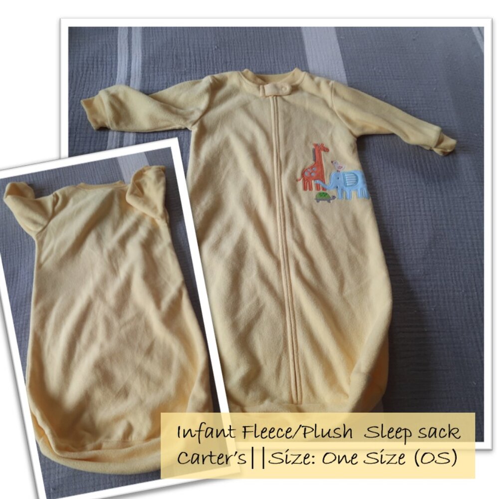 CARTER'S Fleece Wearable Blanket/ Sleepsack, Zip-up Long Sleeves - Animals, OS
